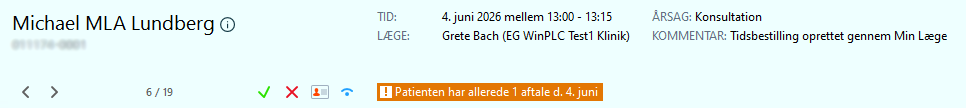 Patienten har allerede en aftale