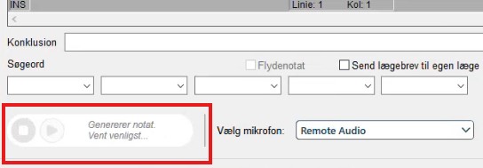Tale til notat - generer optagelse