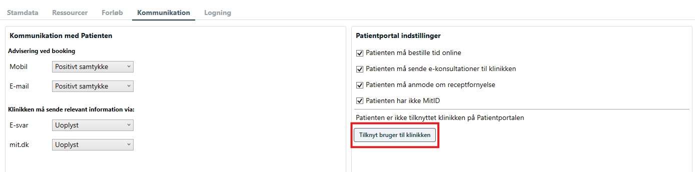 Tilknyt bruger til patientportalen