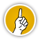 Beslutningsstøtte ikon - gul løftet pegefinger
