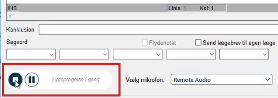 tale til notat - optagelse igang
