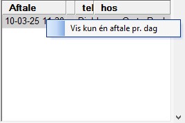 Kommende aftaler - én aftale